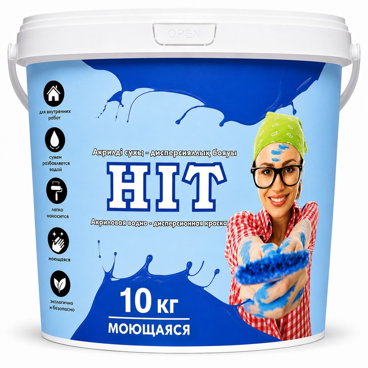 Краска водно-дисперсионная акриловая HIT моющаяся 10кг
