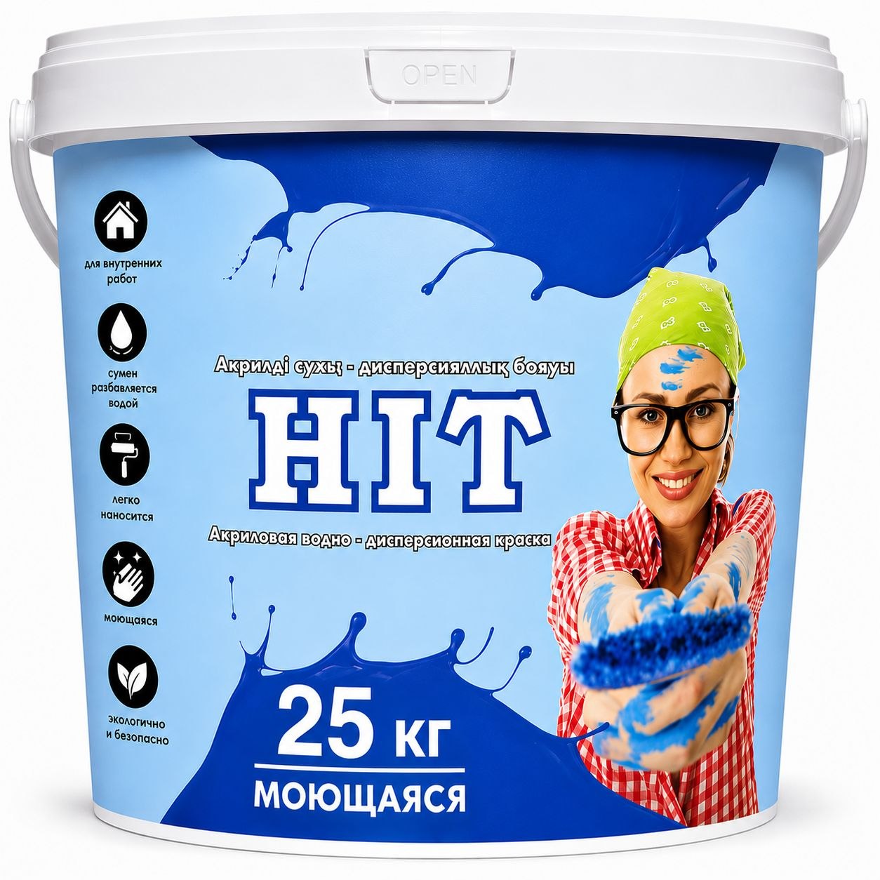 Краска водно-дисперсионная акриловая HIT моющаяся 25кг